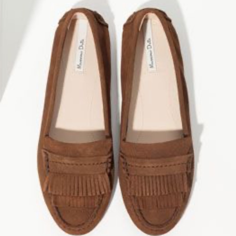Massimo Dutti - Brown Split Suede Loafers